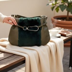 Mania italian leather/ faux fur shoulder bag